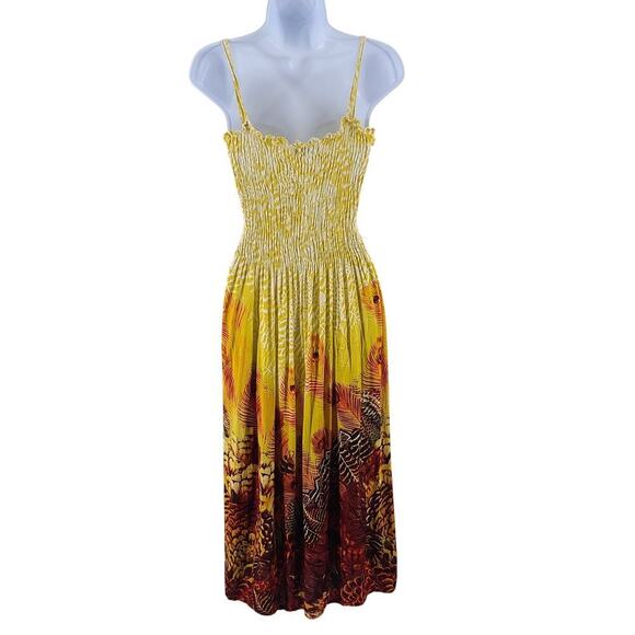 Just Love women's sundress yellow Size 1X smocked Fairy Dopamine funky hippie - Picture 2 of 10